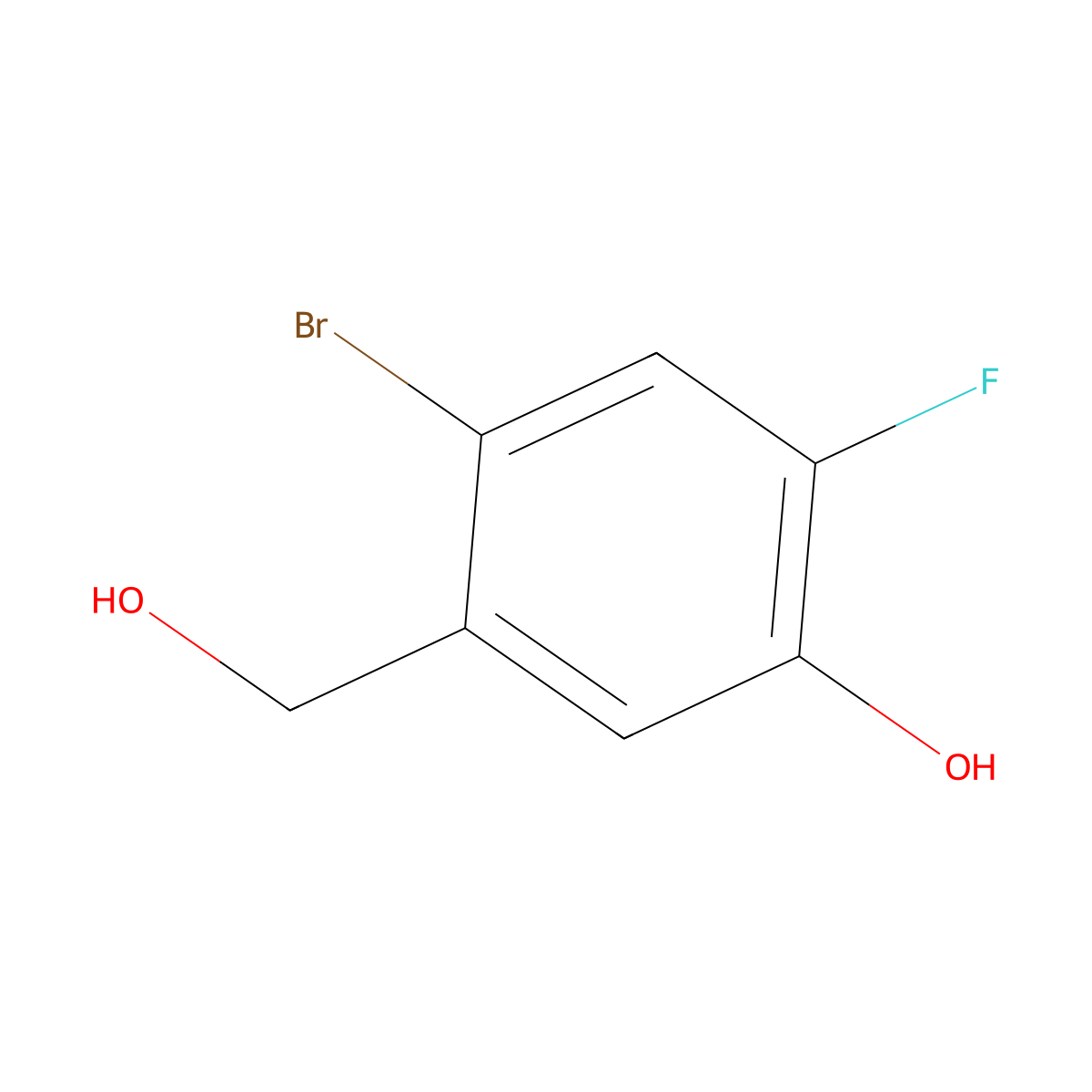 4-Bromo-2-fluoro-5-(hydroxymethyl)phenol molecular structure, CAS 1319804-06-2