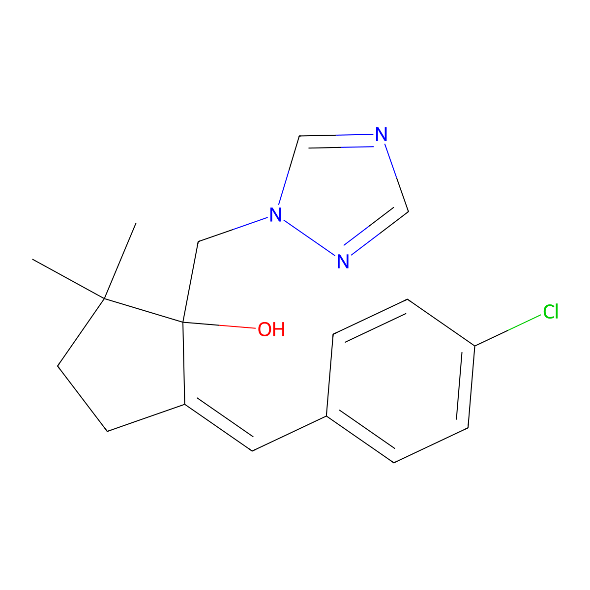 Triticonazole molecular structure, CAS 131983-72-7