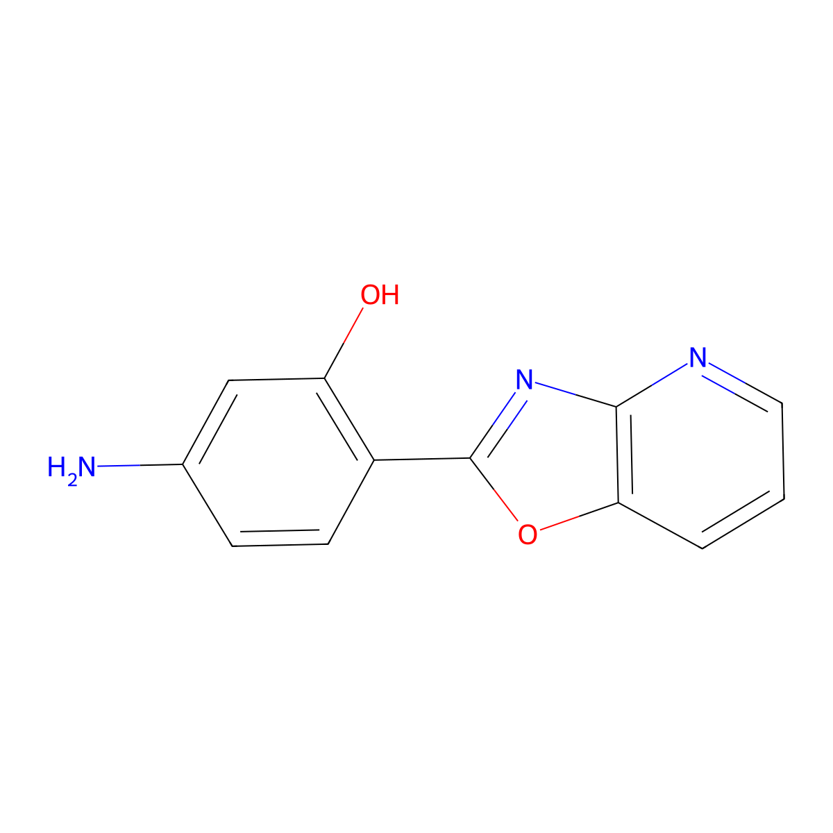 5-Amino-2-([1,3]oxazolo[4,5-b]pyridin-2-yl)phenol molecular structure, CAS 131985-96-1