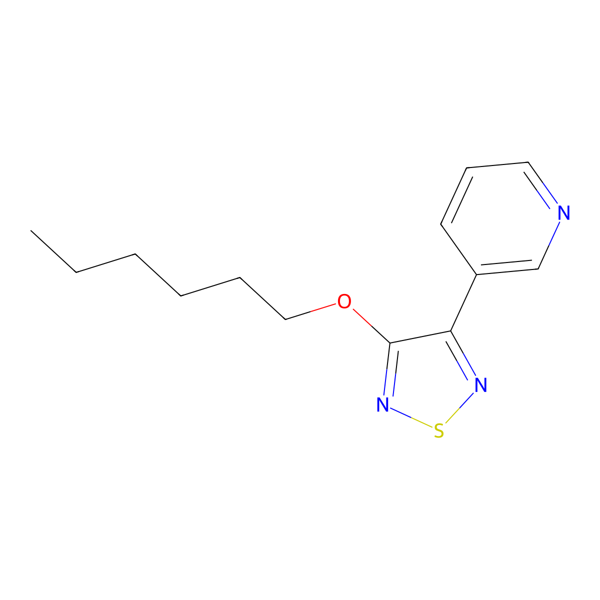 3-(4-(Hexyloxy)-1,2,5-thiadiazol-3-yl)pyridine molecular structure, CAS 131987-69-4