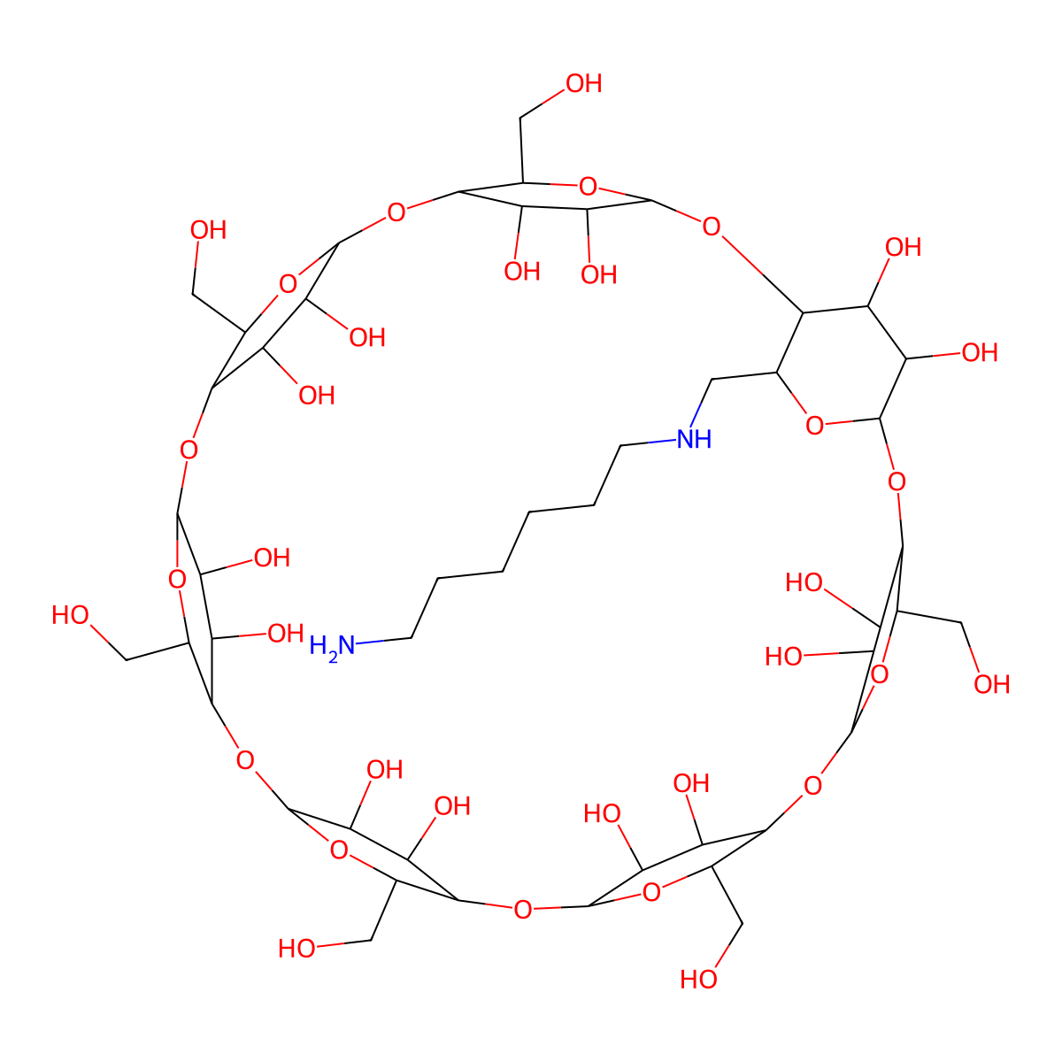 Mono-(6-(1,6-hexamethylenediamine)-6-deoxy)-beta-cyclodextrin molecular structure, CAS 131991-61-2