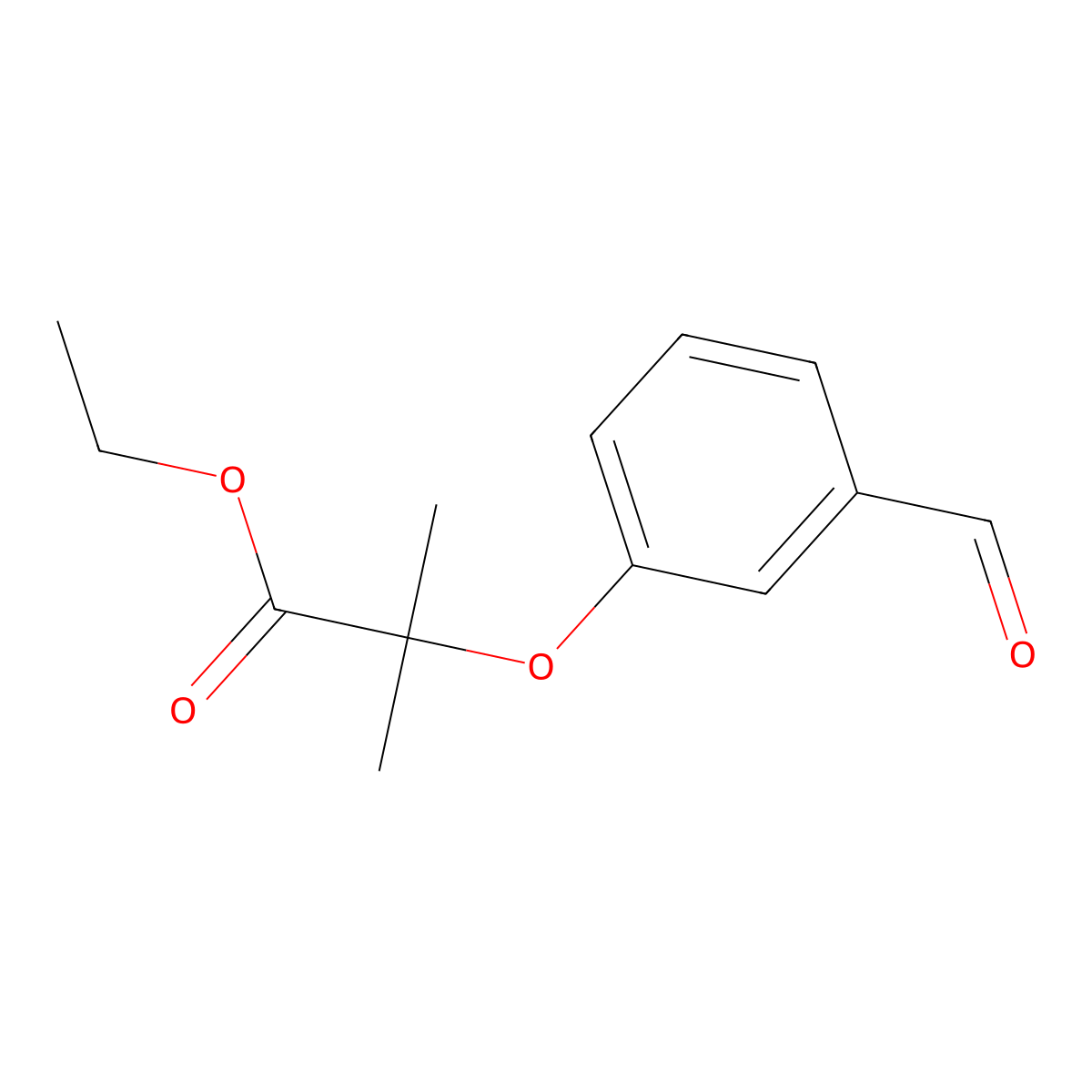 Ethyl 2-(3-formylphenoxy)-2-methylpropanoate molecular structure, CAS 131992-92-2