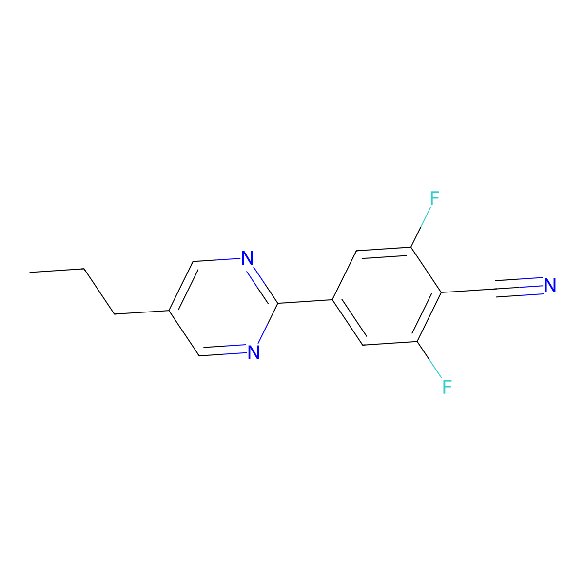 2,6-Difluoro-4-(5-propylpyrimidin-2-yl)benzonitrile molecular structure, CAS 131997-95-0