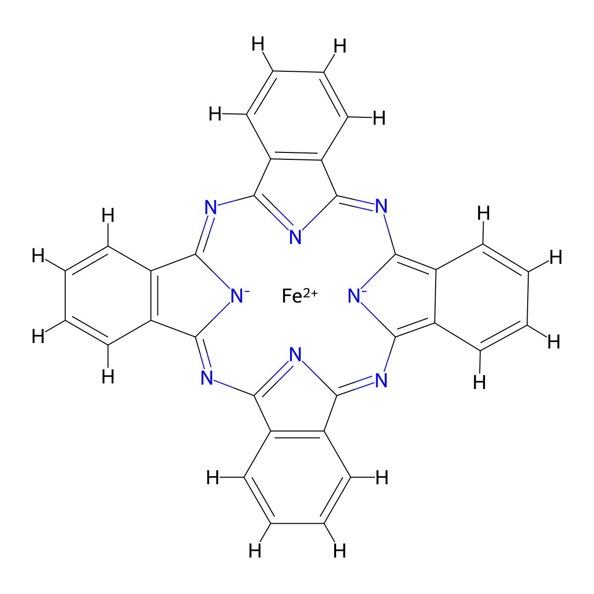 Iron(II) phthalocyanine molecular structure, CAS 132-16-1