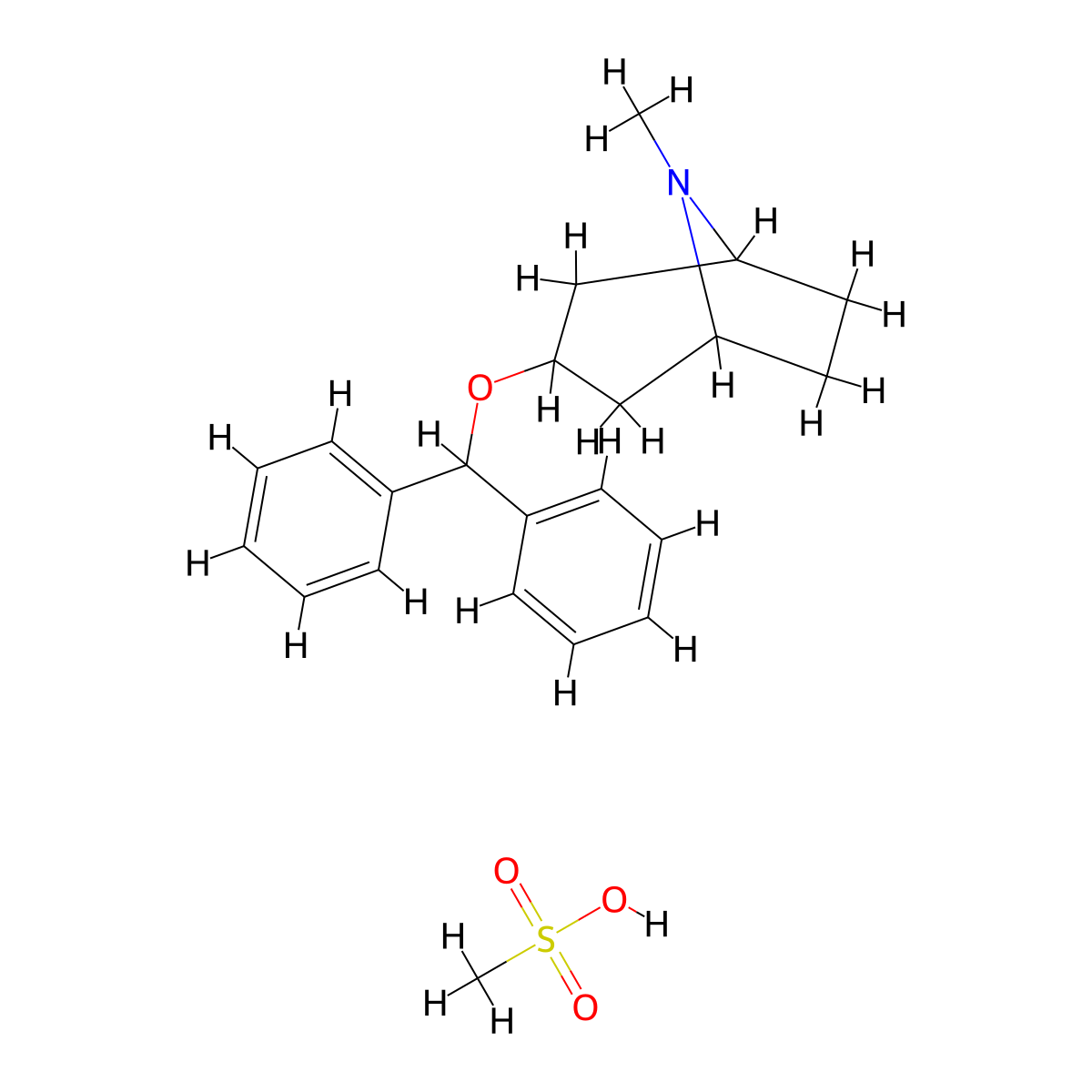 Benztropine mesylate molecular structure, CAS 132-17-2