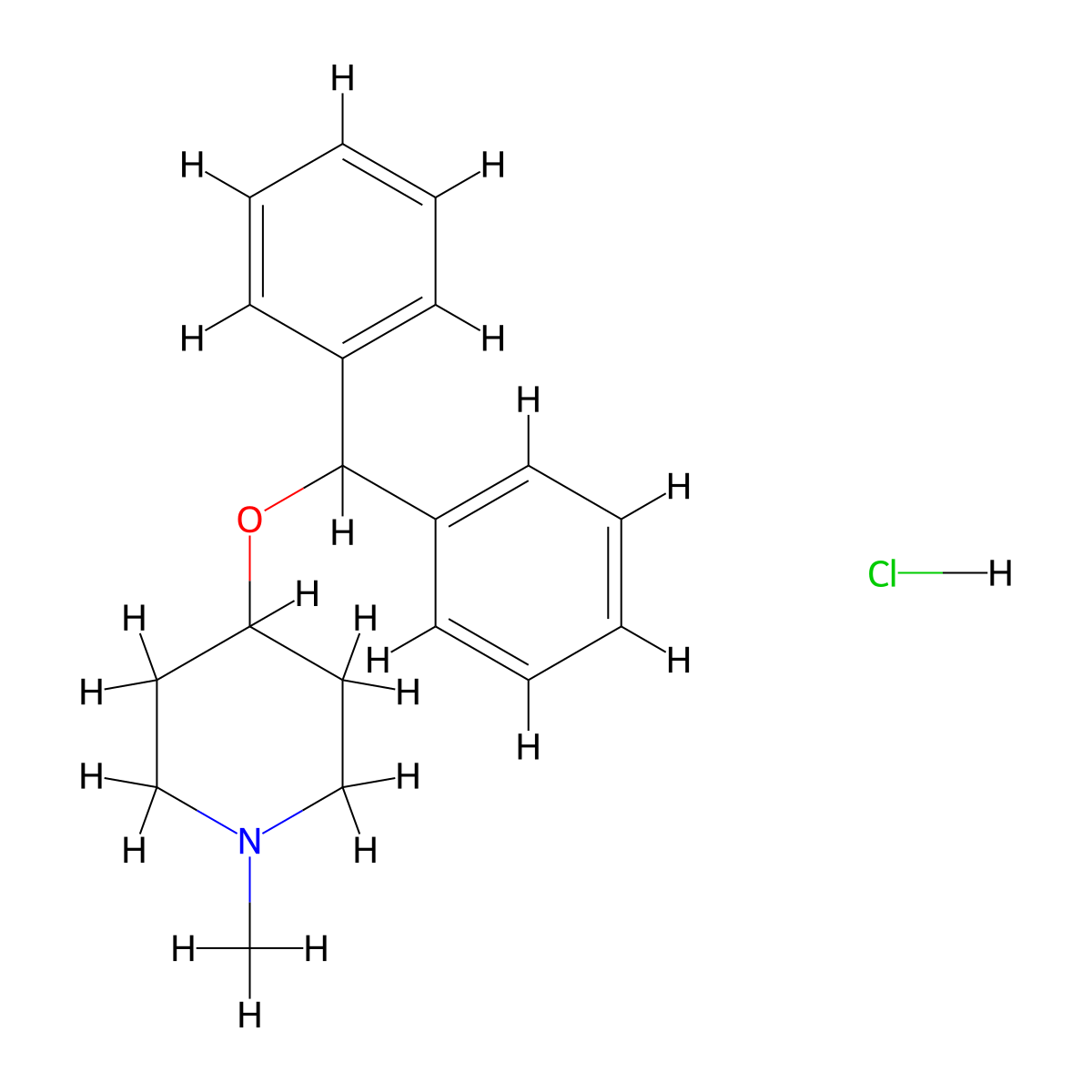 Diphenylpyraline Hydrochloride molecular structure, CAS 132-18-3
