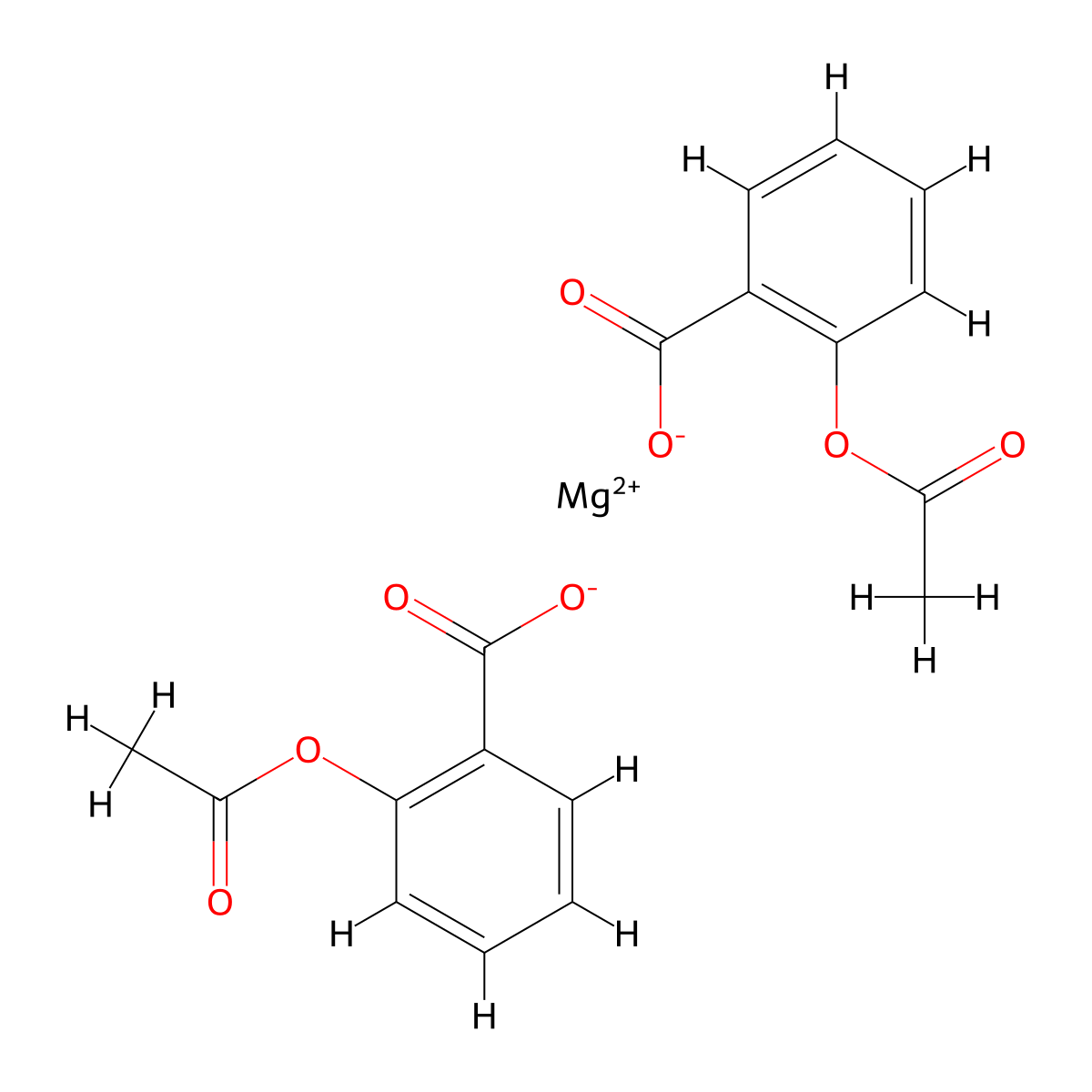 Magnesium acetylsalicylate molecular structure, CAS 132-49-0