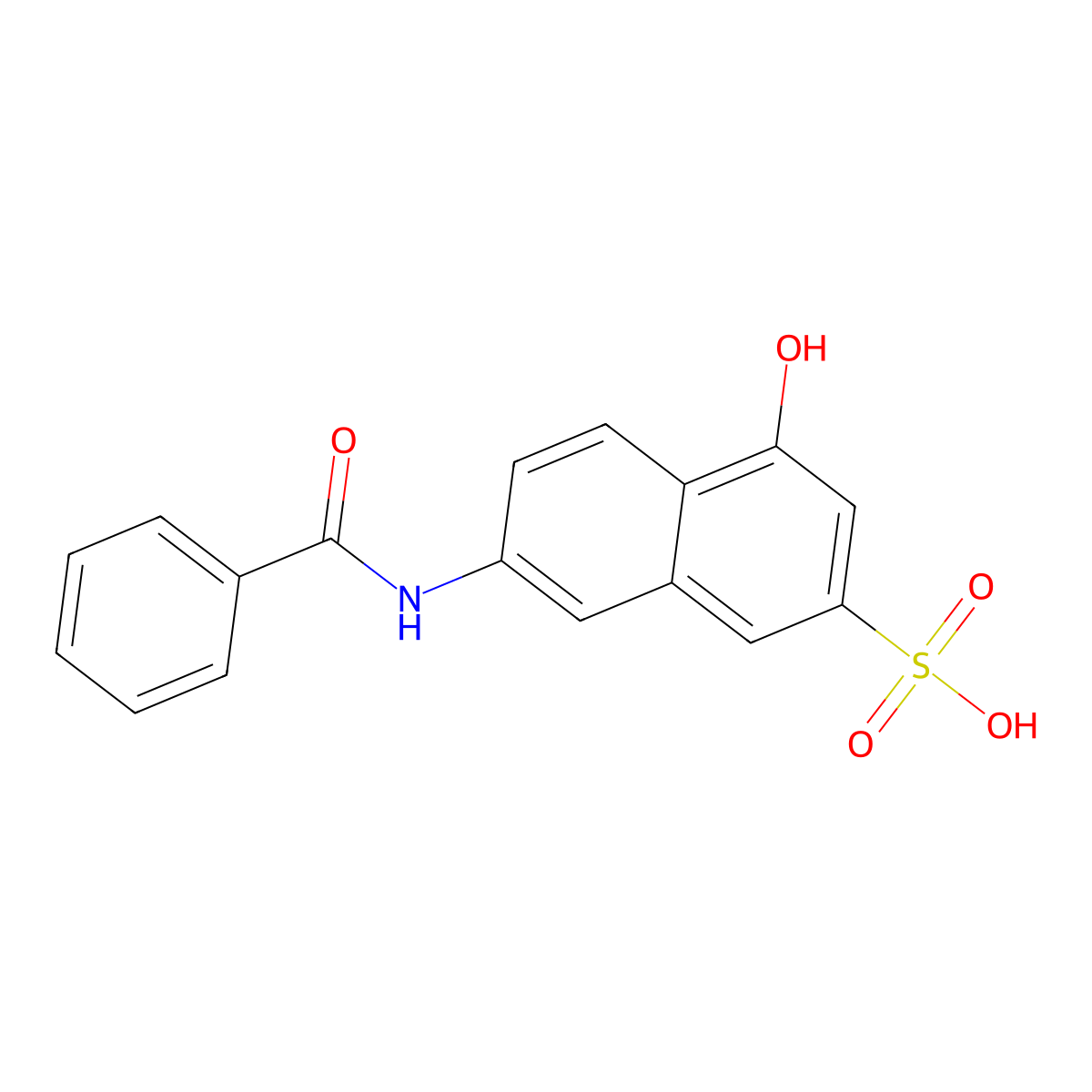 7-Benzamido-4-hydroxynaphthalene-2-sulphonic acid molecular structure, CAS 132-87-6