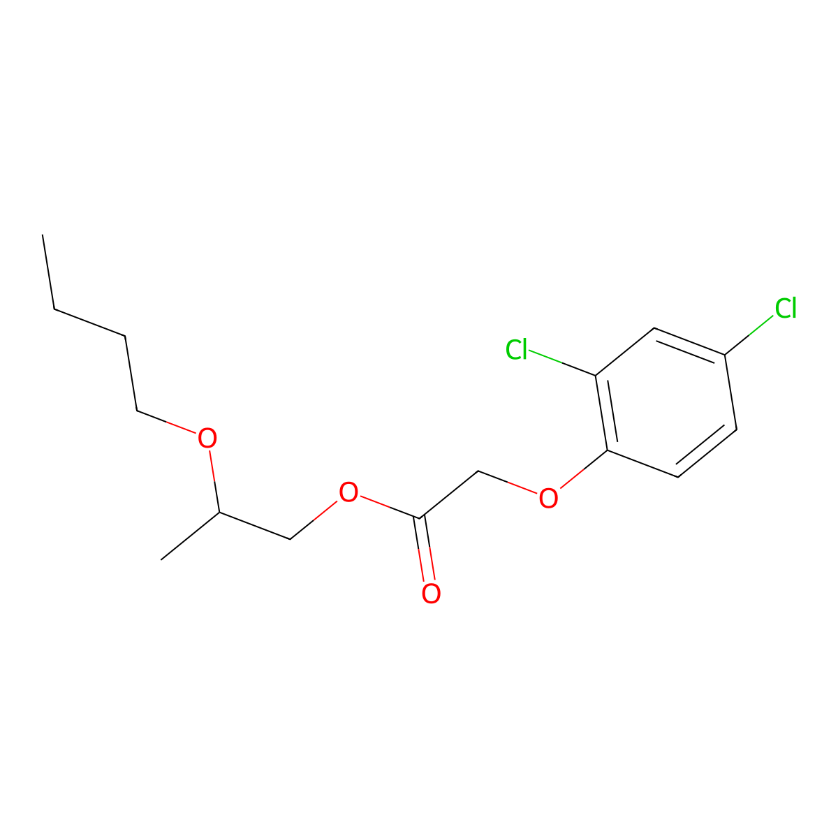 2,4-D, propylene glycol butyl ether ester molecular structure, CAS 1320-18-9