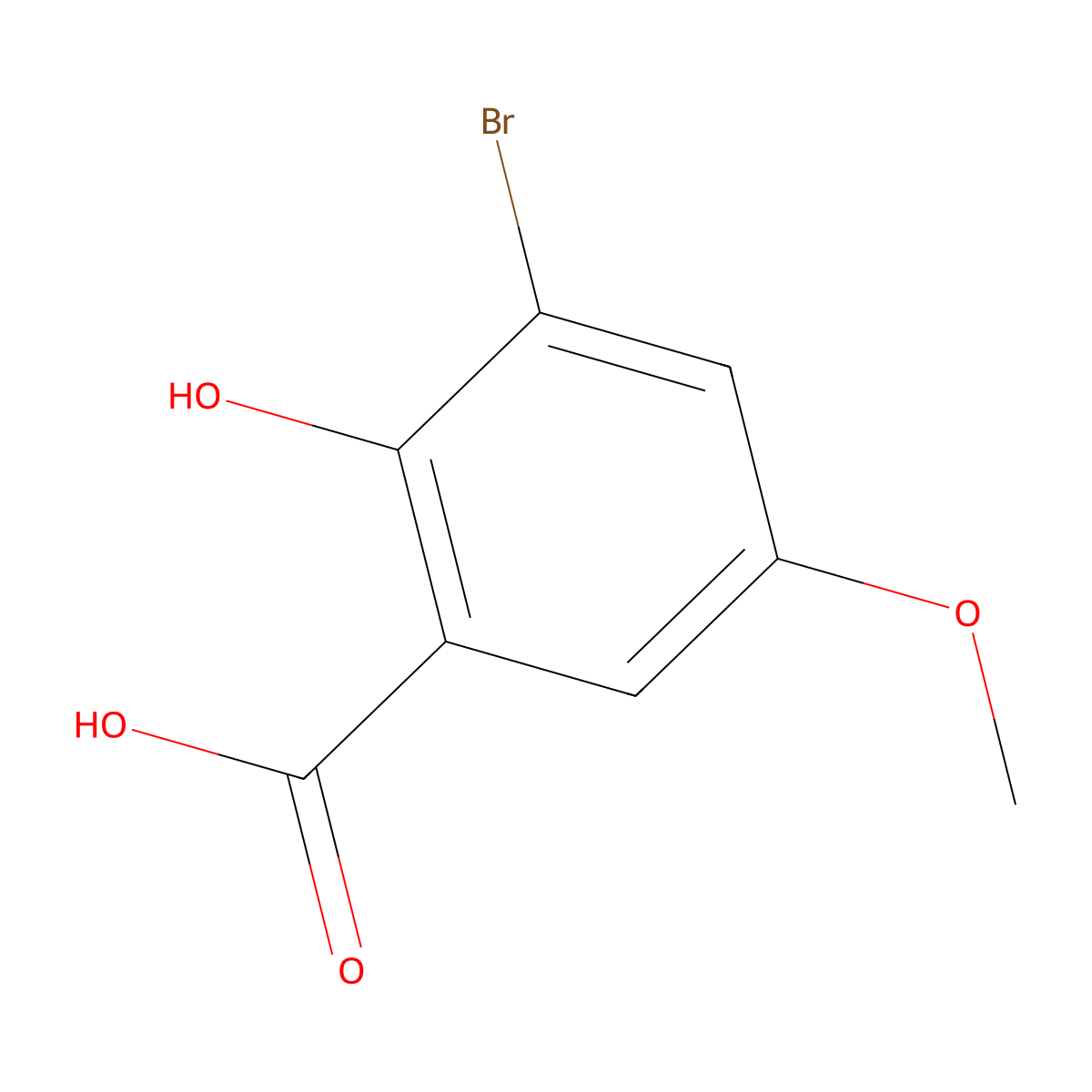 3-Bromo-2-hydroxy-5-methoxybenzoic acid molecular structure, CAS 132020-40-7