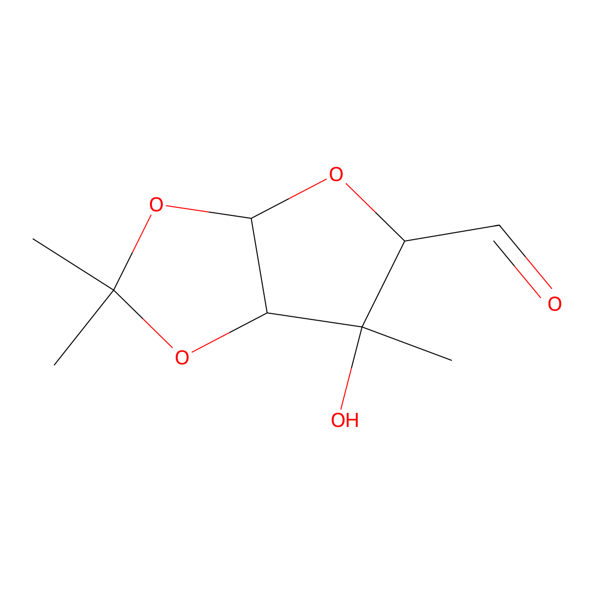 (3aR,5S,6R,6aR)-6-Hydroxy-2,2,6-trimethyltetrahydrofuro[2,3-d][1,3]dioxole-5-carbaldehyde molecular structure, CAS 132024-67-0