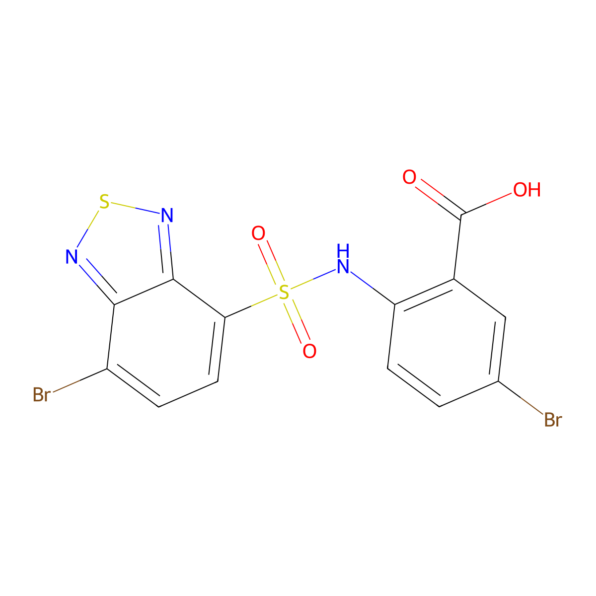 5-Bromo-2-(7-bromobenzo[c][1,2,5]thiadiazole-4-sulfonamido)benzoic acid molecular structure, CAS 132028-60-5