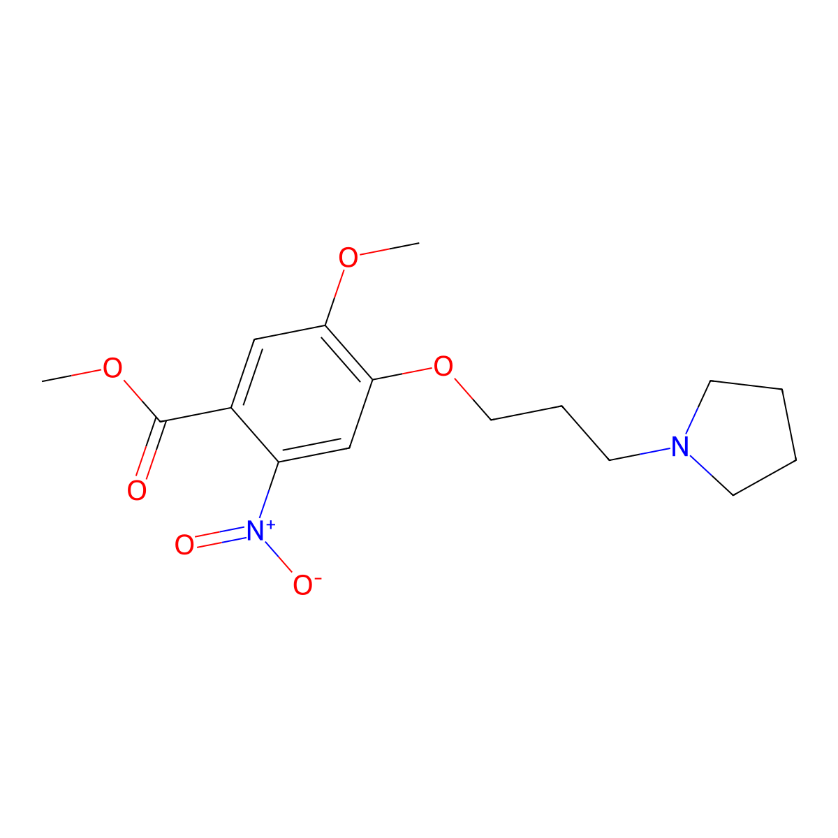 Methyl 5-methoxy-2-nitro-4-(3-(pyrrolidin-1-yl)propoxy)benzoate molecular structure, CAS 1320288-23-0