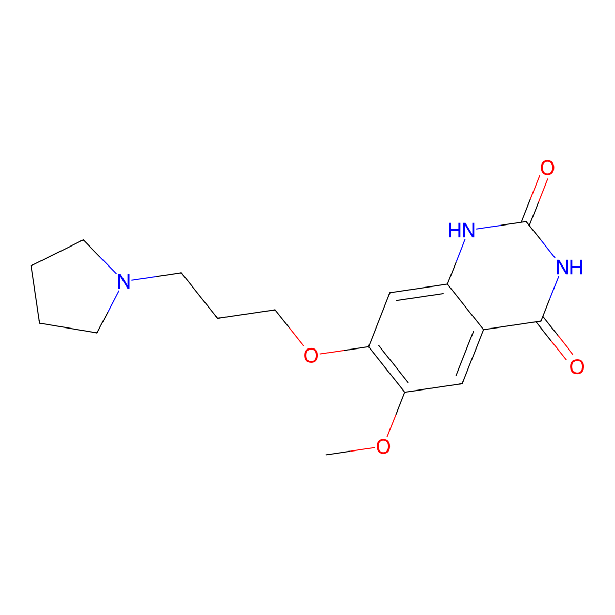 6-Methoxy-7-(3-(pyrrolidin-1-yl)propoxy)quinazoline-2,4-diol molecular structure, CAS 1320288-29-6