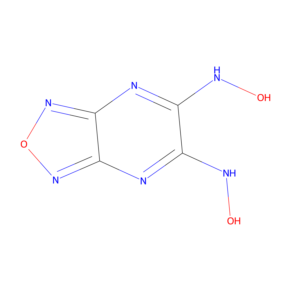 N,N'-([1,2,5]Oxadiazolo[3,4-b]pyrazine-5,6-diyl)bis(hydroxylamine) molecular structure, CAS 132029-06-2