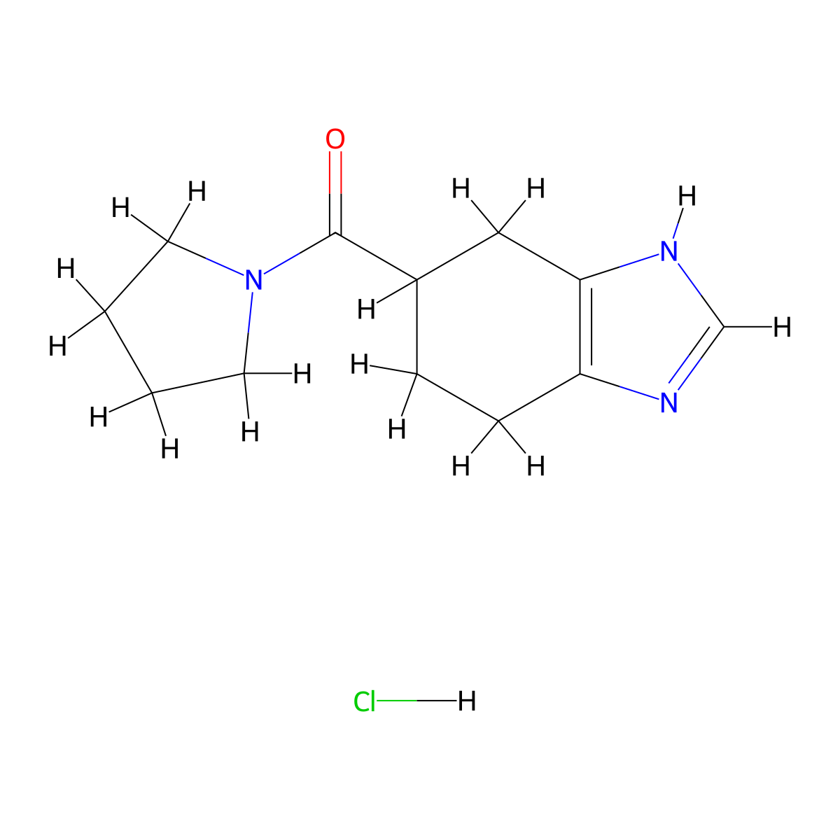 Pyrrolidin-1-yl(4,5,6,7-tetrahydro-1H-benzo[d]imidazol-5-yl)methanone hydrochloride molecular structure, CAS 132036-42-1