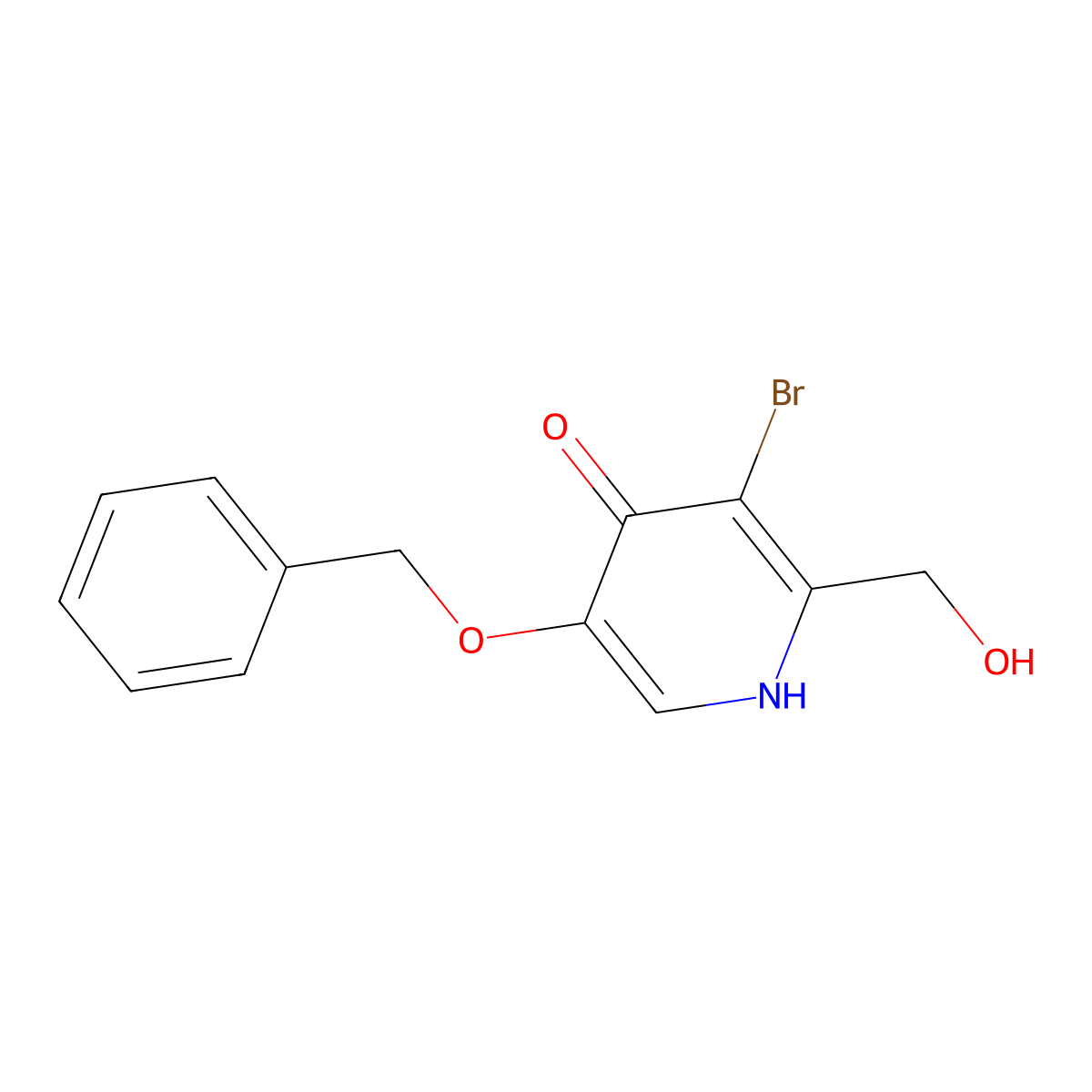 5-(Benzyloxy)-3-bromo-2-(hydroxymethyl)pyridin-4(1H)-one molecular structure, CAS 132038-08-5
