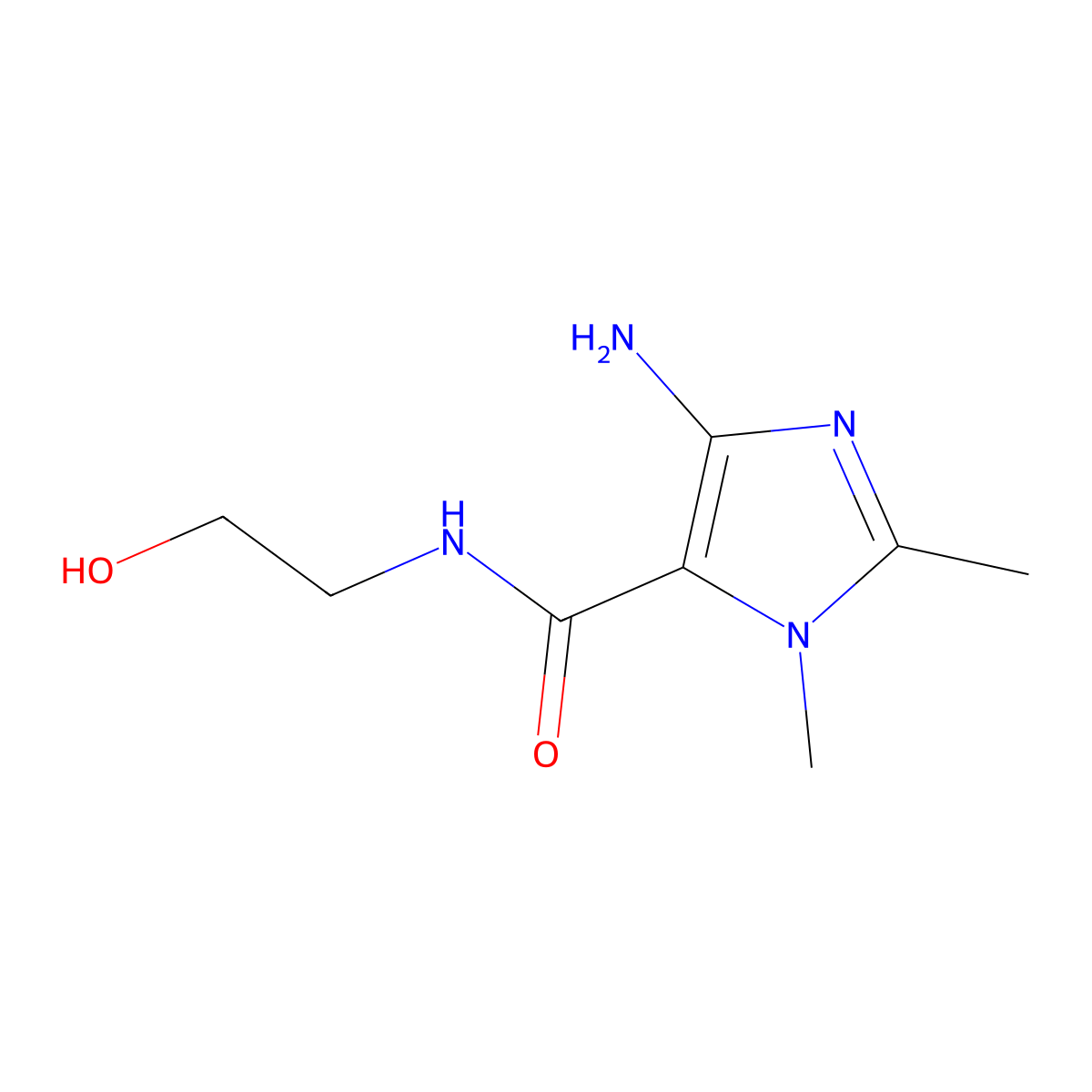 4-amino-N-(2-hydroxyethyl)-1,2-dimethyl-1H-imidazole-5-carboxamide molecular structure, CAS 132038-61-0