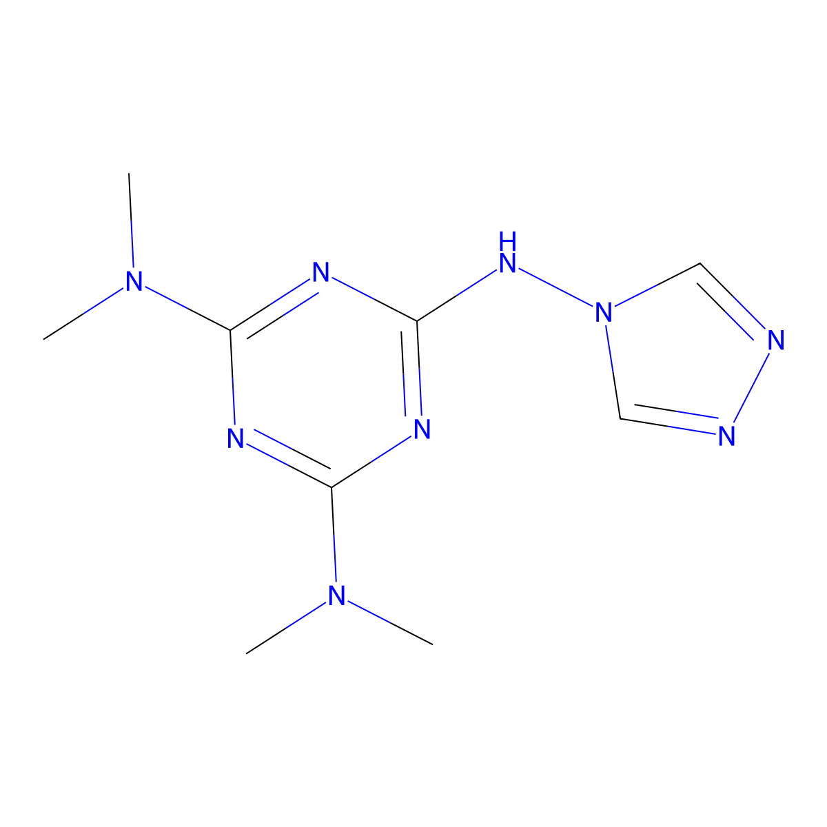 2-N,2-N,4-N,4-N-tetramethyl-6-N-(1,2,4-triazol-4-yl)-1,3,5-triazine-2,4,6-triamine molecular structure, CAS 132038-75-6