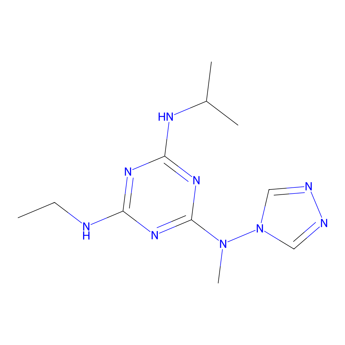 6-N-ethyl-2-N-methyl-4-N-propan-2-yl-2-N-(1,2,4-triazol-4-yl)-1,3,5-triazine-2,4,6-triamine molecular structure, CAS 132038-85-8