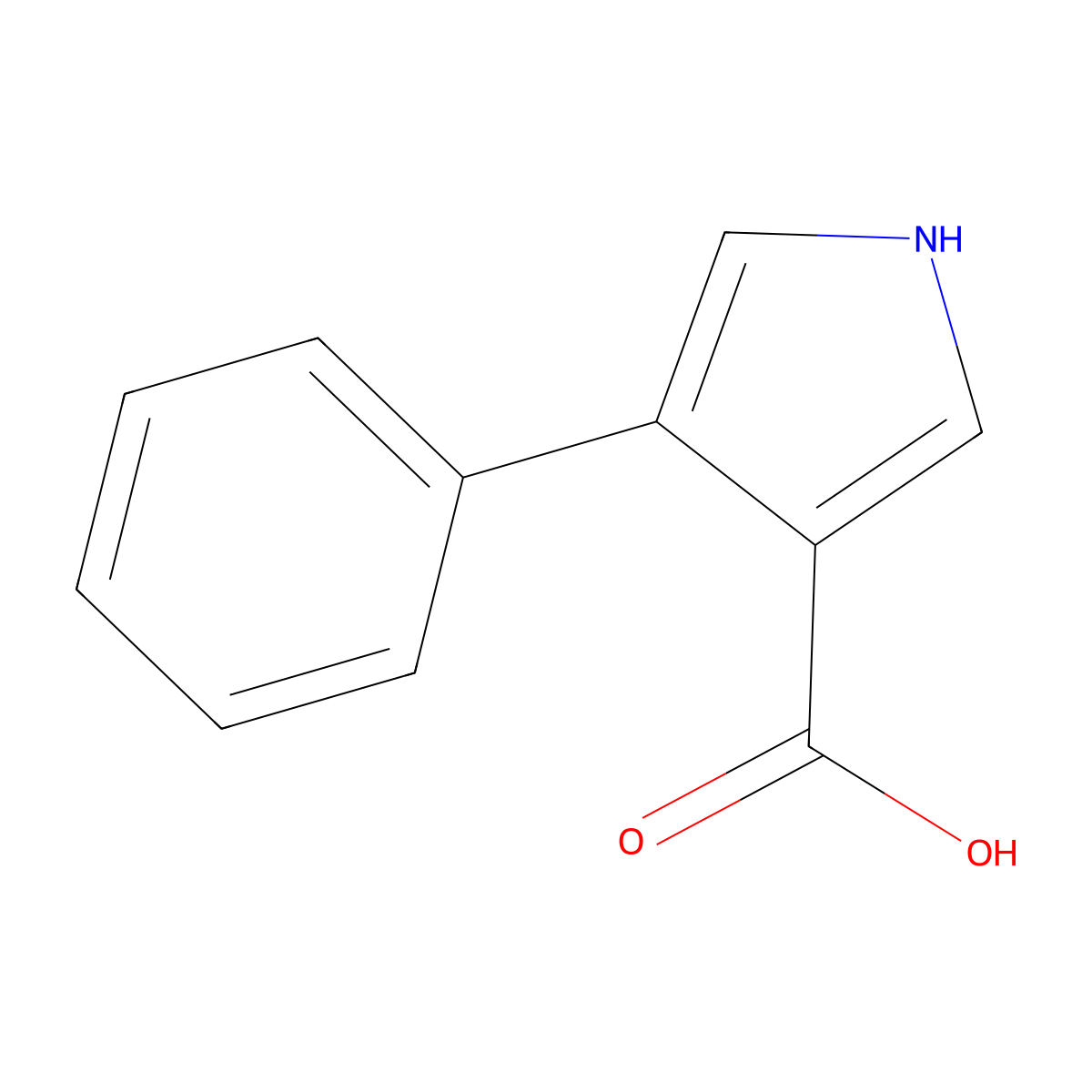 4-Phenyl-1H-pyrrole-3-carboxylic acid molecular structure, CAS 132040-12-1