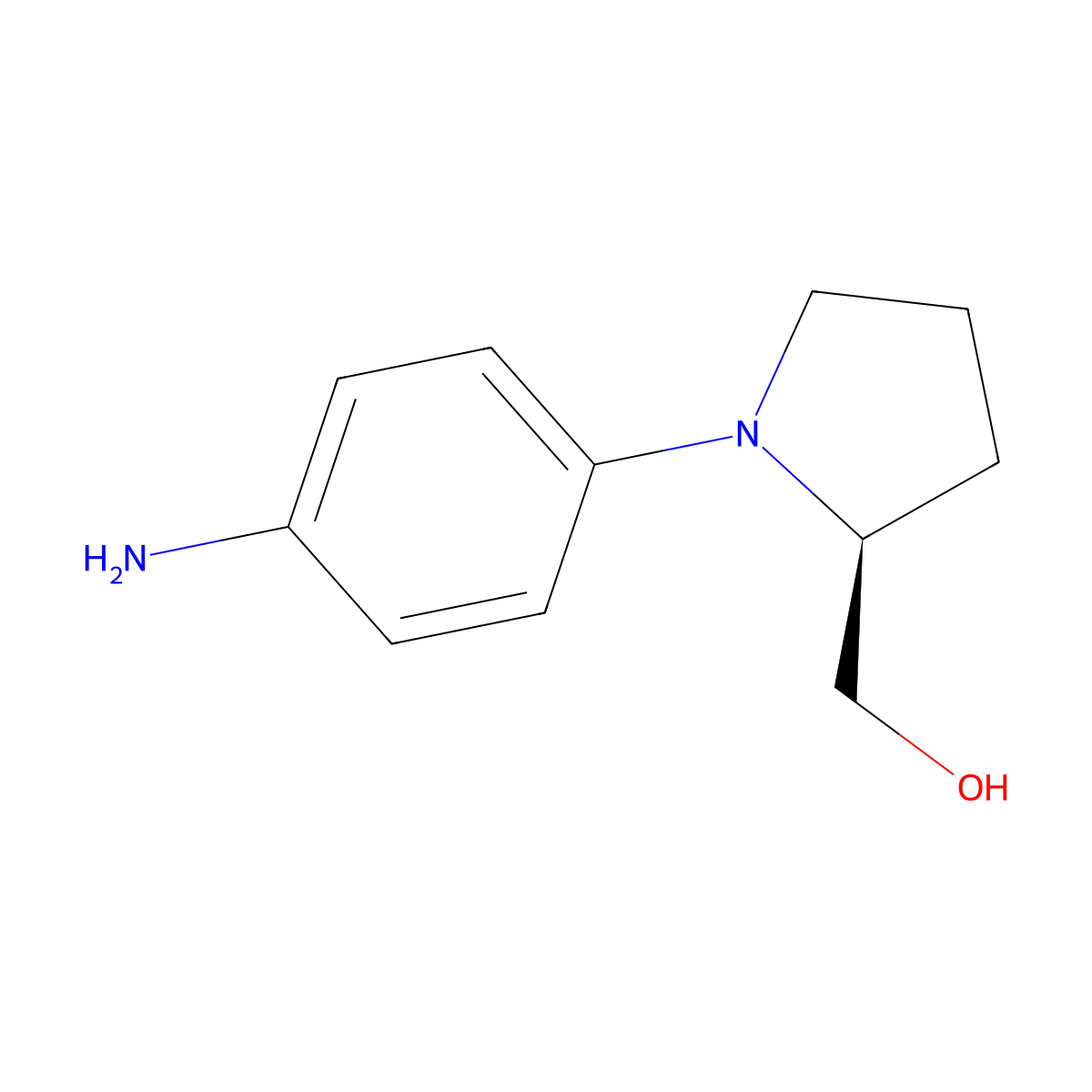 (S)-1-(4-Aminophenyl)-2-pyrrolidinemethanol molecular structure, CAS 132041-37-3