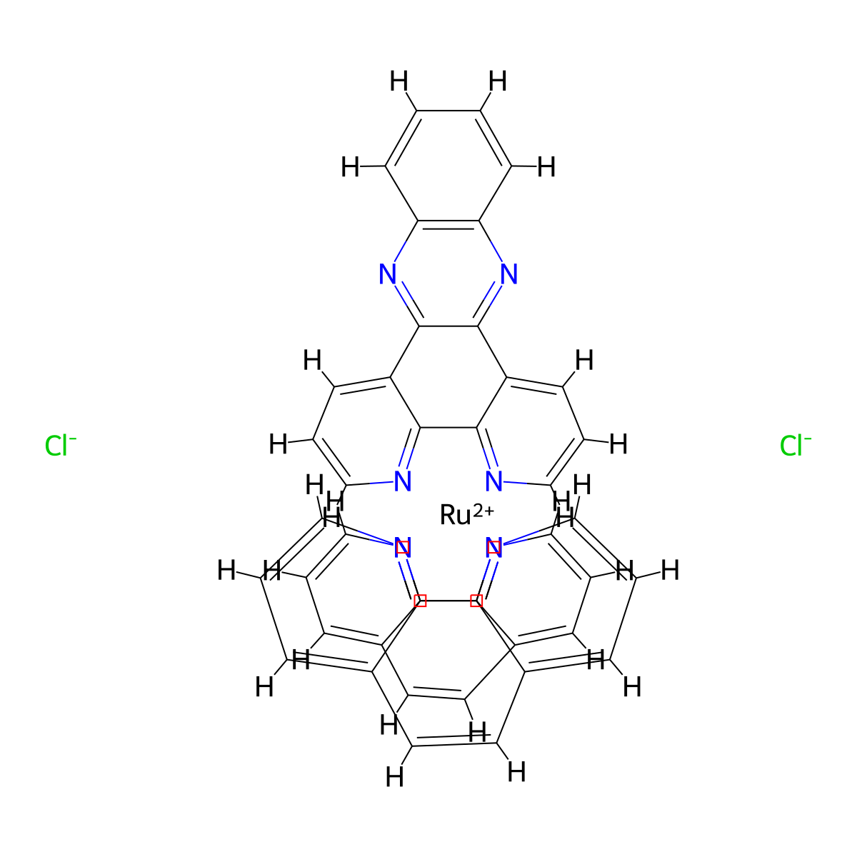 Bis([1,10-Phenanthroline)(4,5,9,14-Tetraaza-benzo[b]triphenylene)ruthenium (II) dichloride molecular structure, CAS 132045-66-0