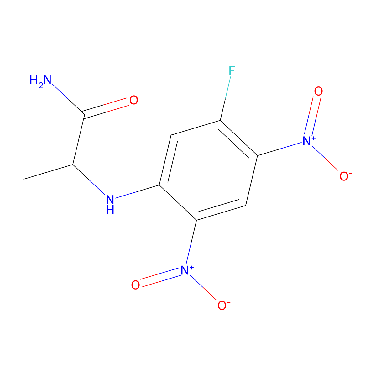 (R)-2-((5-Fluoro-2,4-dinitrophenyl)amino)propanamide molecular structure, CAS 132055-99-3