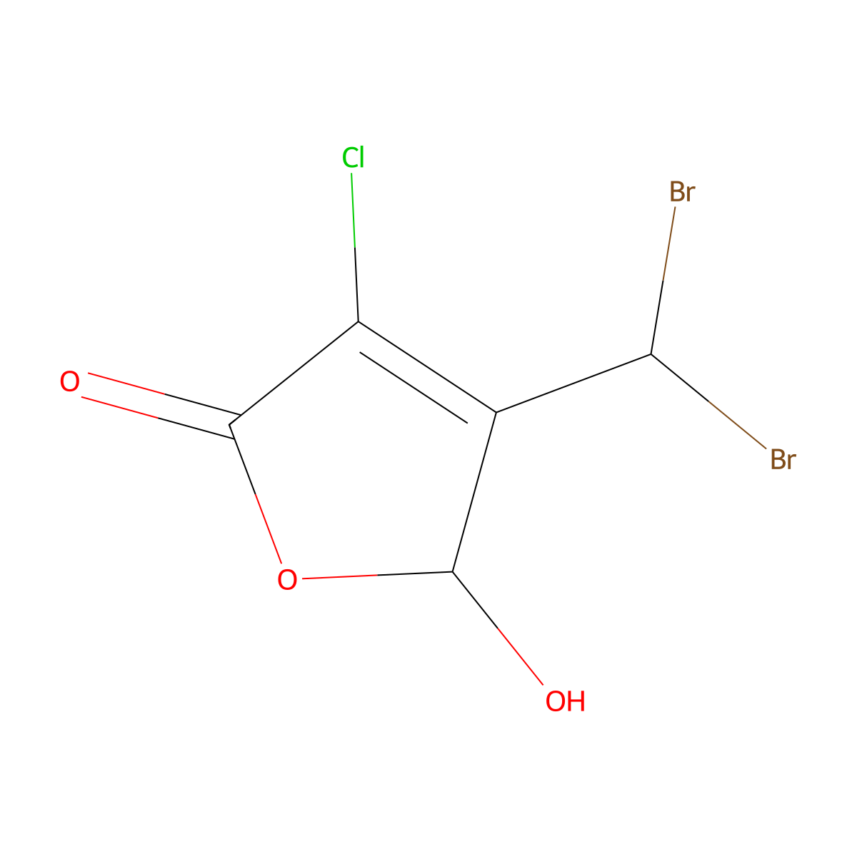 3-Chloro-4-(dibromomethyl)-5-hydroxy-2(5H)-furanone molecular structure, CAS 132059-52-0
