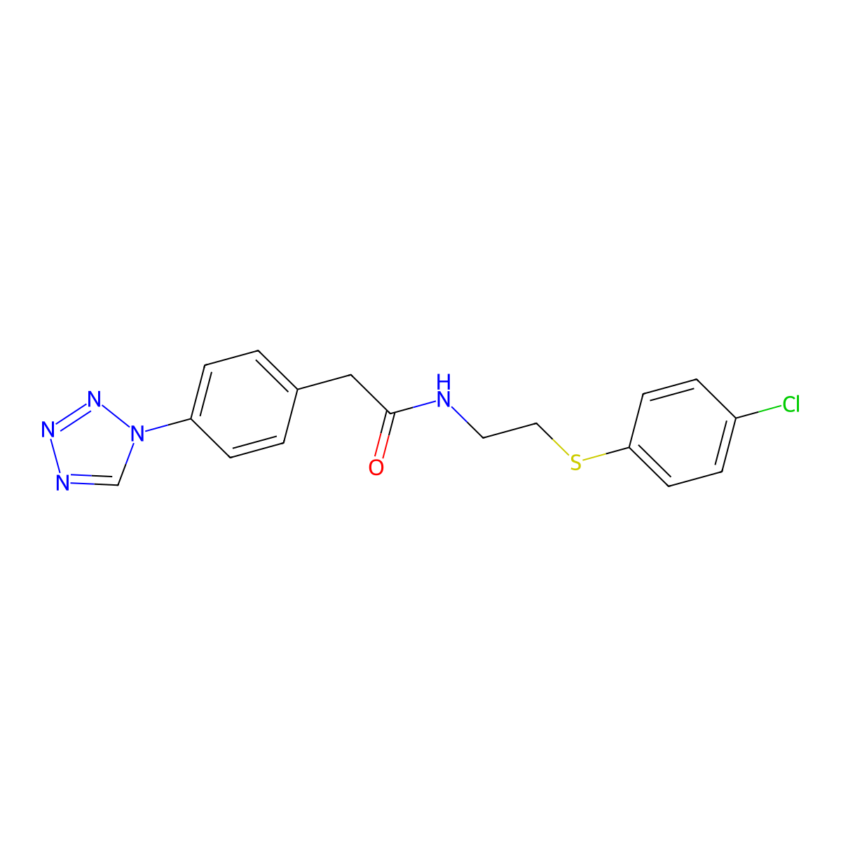 N-{2-[(4-chlorophenyl)sulfanyl]ethyl}-2-[4-(1H-tetrazol-1-yl)phenyl]acetamide molecular structure, CAS 1320642-77-0