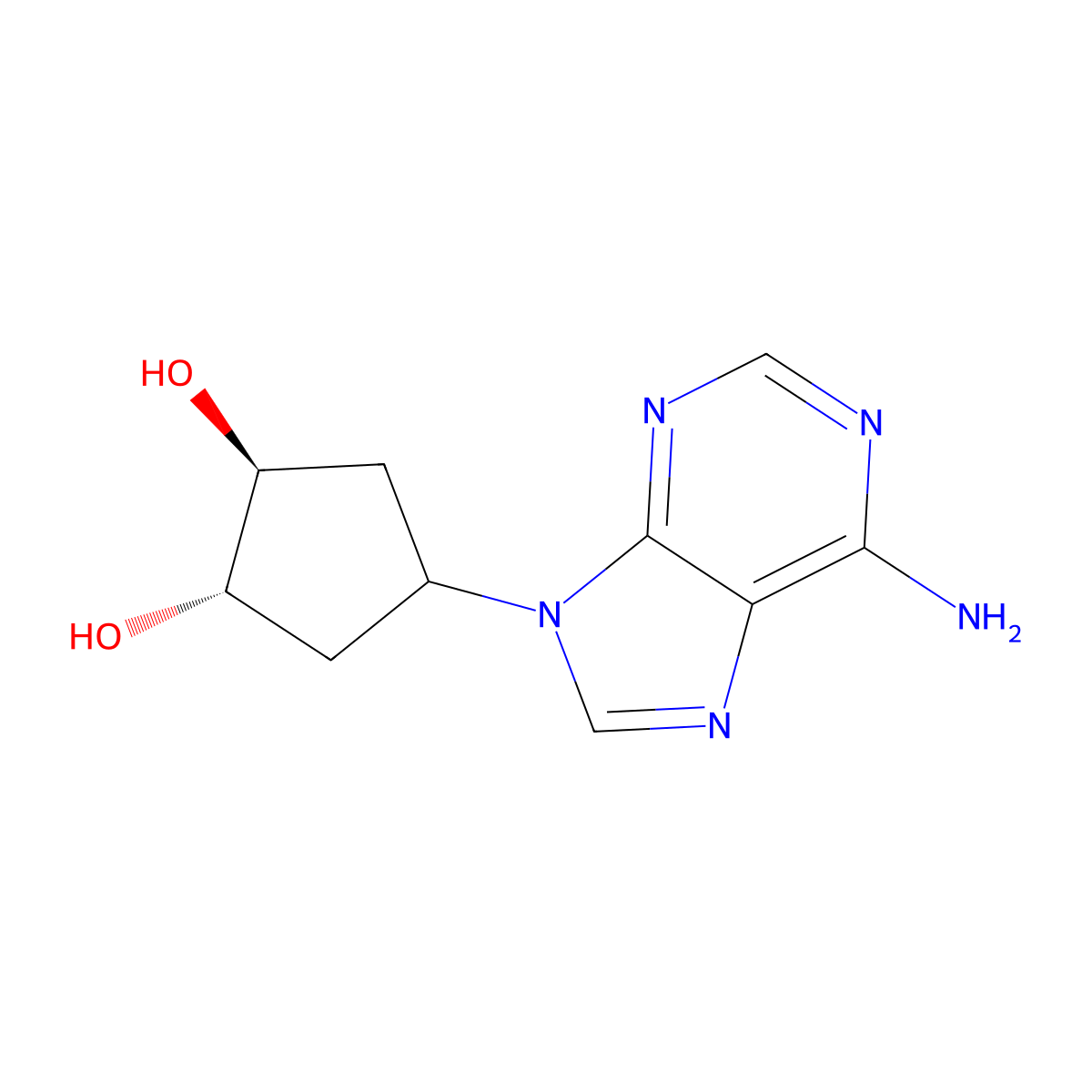 (1S,2S)-4-(6-Amino-9H-purin-9-yl)cyclopentane-1,2-diol molecular structure, CAS 132065-10-2