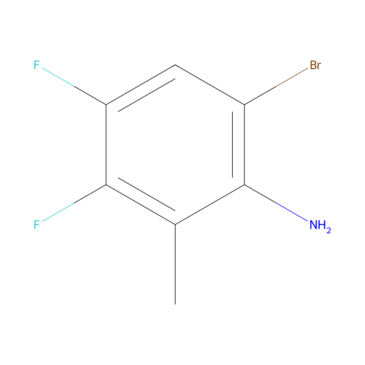 6-Bromo-3,4-difluoro-2-methylaniline molecular structure, CAS 132065-79-3