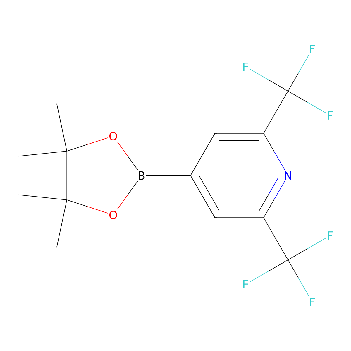 4-(4,4,5,5-Tetramethyl-1,3,2-dioxaborolan-2-yl)-2,6-bis(trifluoromethyl)pyridine molecular structure, CAS 1320747-32-7