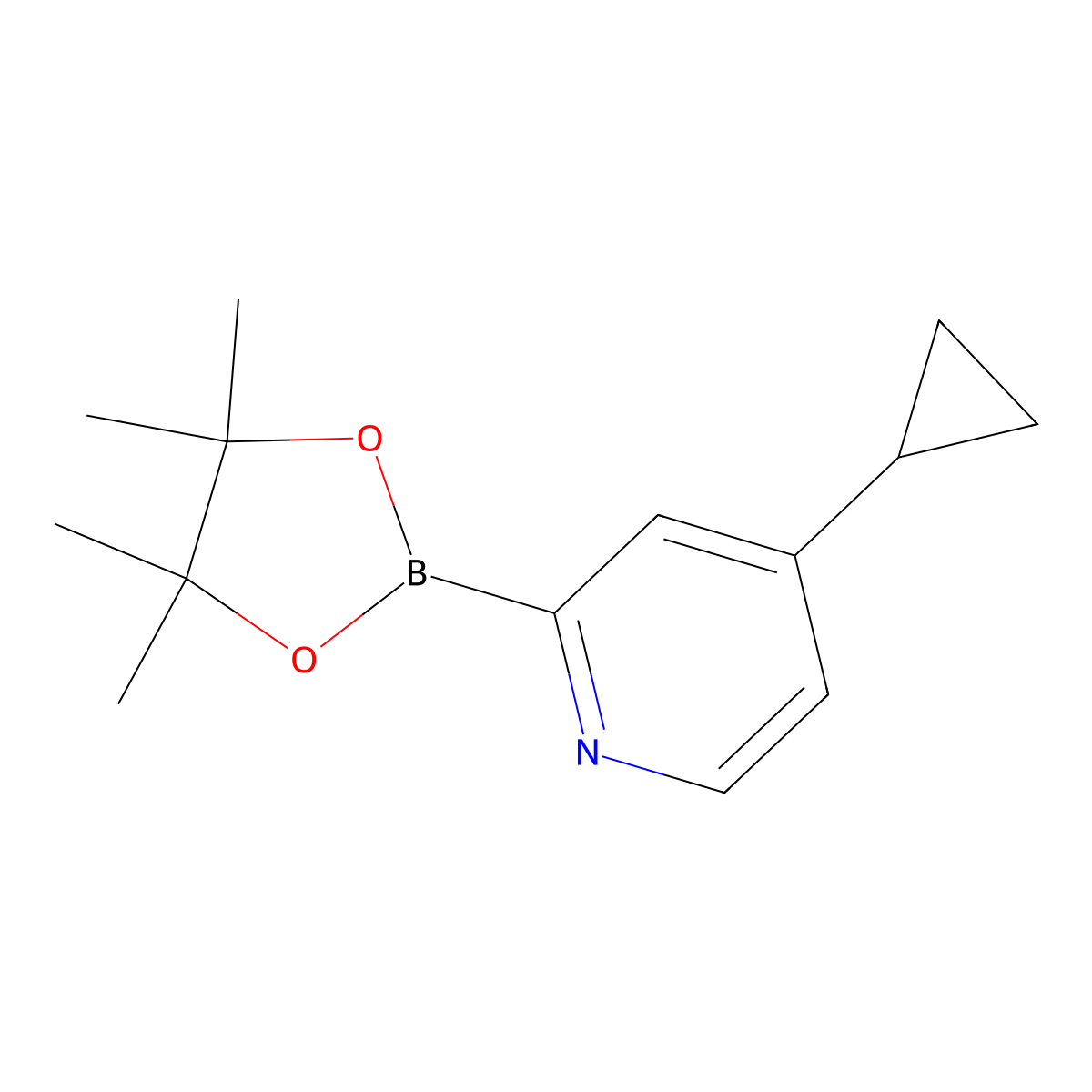 4-Cyclopropyl-2-(4,4,5,5-tetramethyl-1,3,2-dioxaborolan-2-yl)pyridine molecular structure, CAS 1320747-33-8