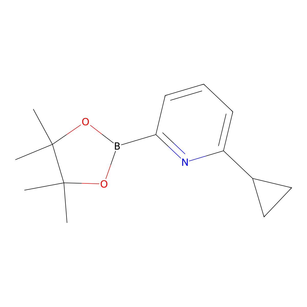 2-Cyclopropyl-6-(4,4,5,5-tetramethyl-1,3,2-dioxaborolan-2-yl)pyridine molecular structure, CAS 1320747-34-9