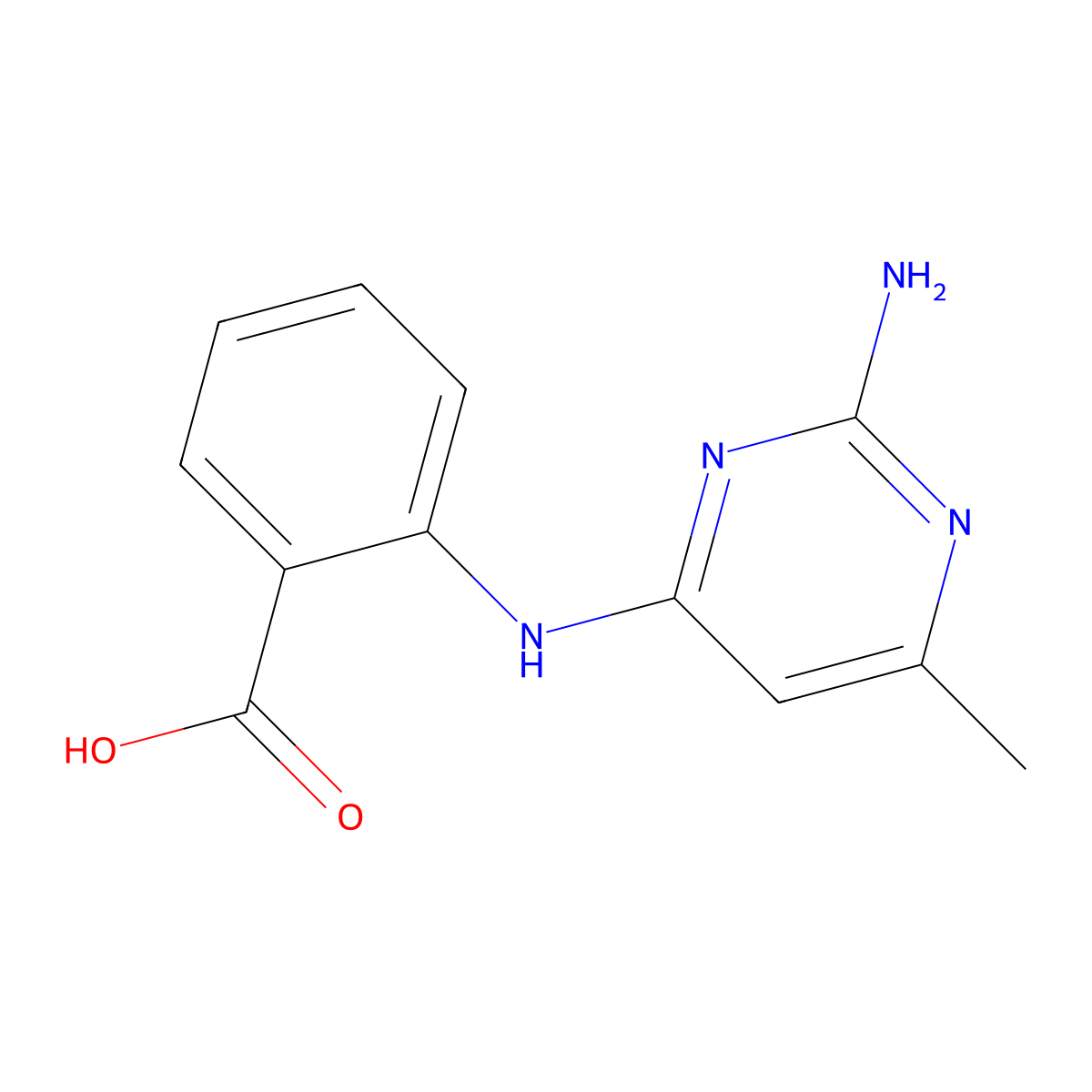 2-[(2-Amino-6-methylpyrimidin-4-yl)amino]benzoic acid molecular structure, CAS 13208-07-6