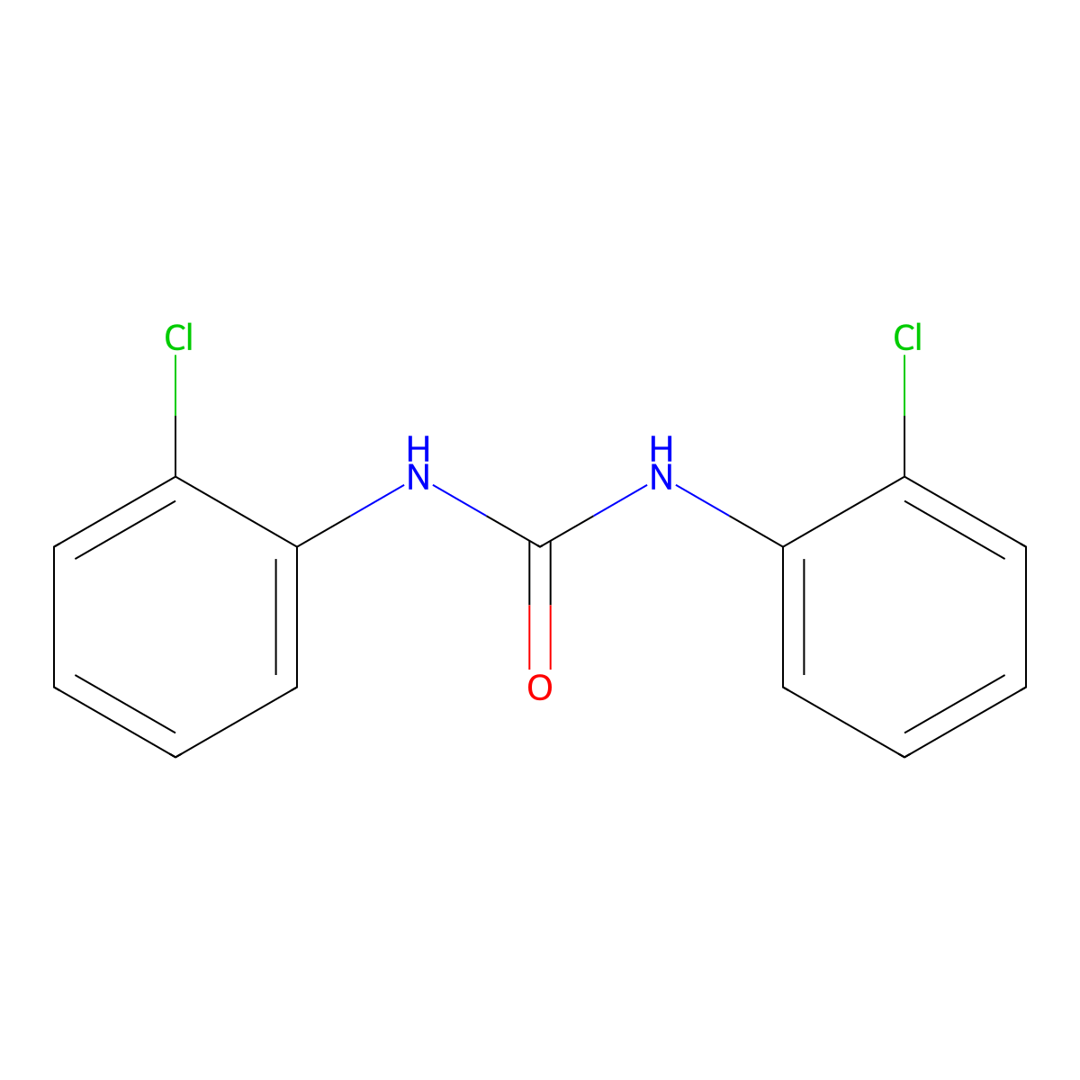 1,3-Bis(2-chlorophenyl)urea molecular structure, CAS 13208-19-0