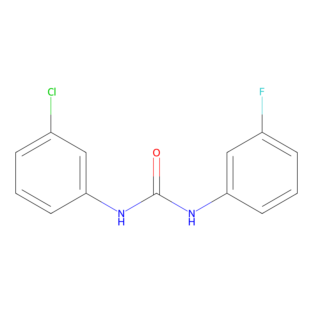 1-(3-Chlorophenyl)-3-(3-fluorophenyl)urea molecular structure, CAS 13208-30-5