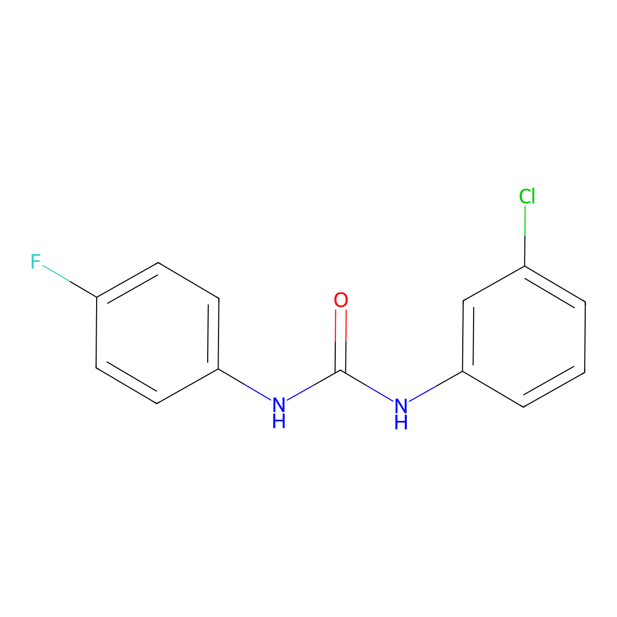 1-(3-Chlorophenyl)-3-(4-fluorophenyl)urea molecular structure, CAS 13208-44-1