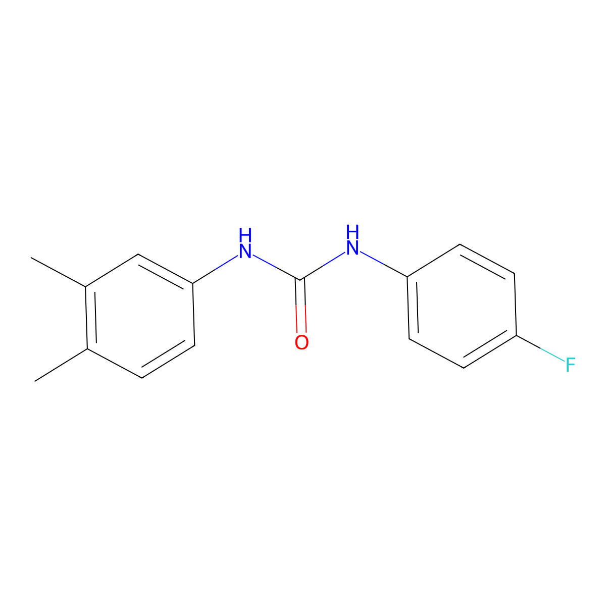 1-(3,4-Dimethylphenyl)-3-(4-fluorophenyl)urea molecular structure, CAS 13208-65-6