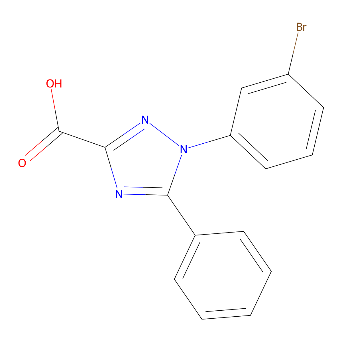 1-(3-Bromophenyl)-5-phenyl-1H-1,2,4-triazole-3-carboxylic acid molecular structure, CAS 132088-23-4