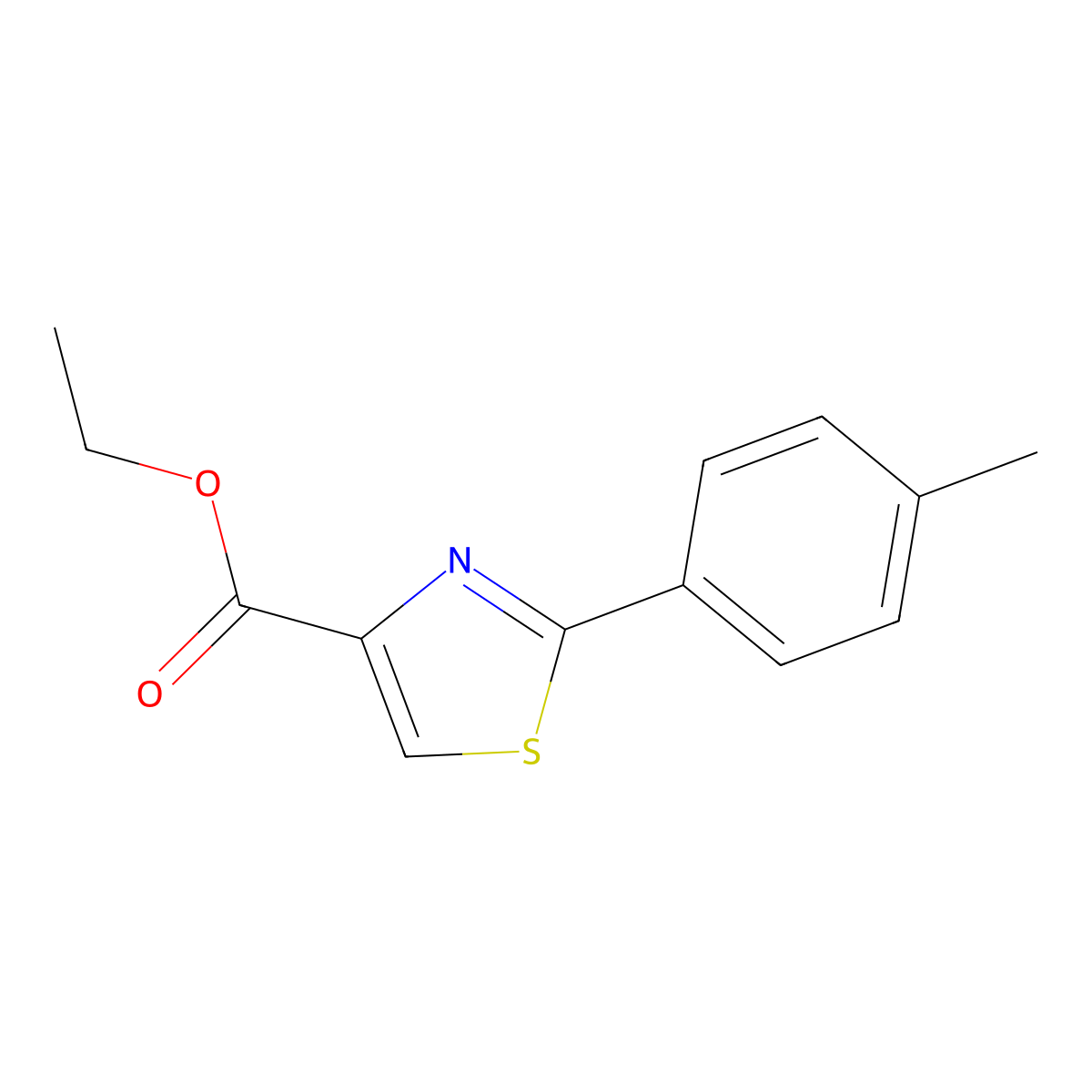 Ethyl 2-(4-methylphenyl)-1,3-thiazole-4-carboxylate molecular structure, CAS 132089-32-8