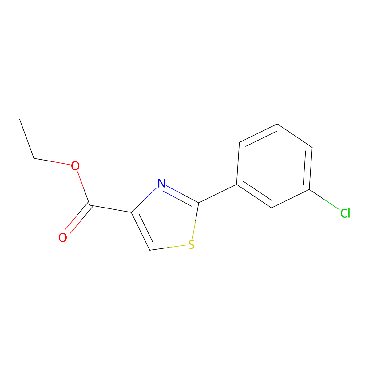 Ethyl 2-(3-chlorophenyl)thiazole-4-carboxylate molecular structure, CAS 132089-34-0