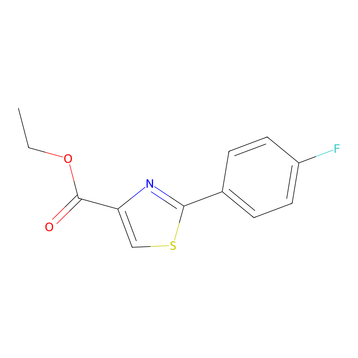 Ethyl 2-(4-fluorophenyl)thiazole-4-carboxylate molecular structure, CAS 132089-35-1