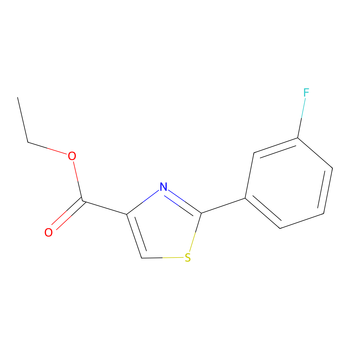 Ethyl 2-(3-fluorophenyl)thiazole-4-carboxylate molecular structure, CAS 132089-37-3