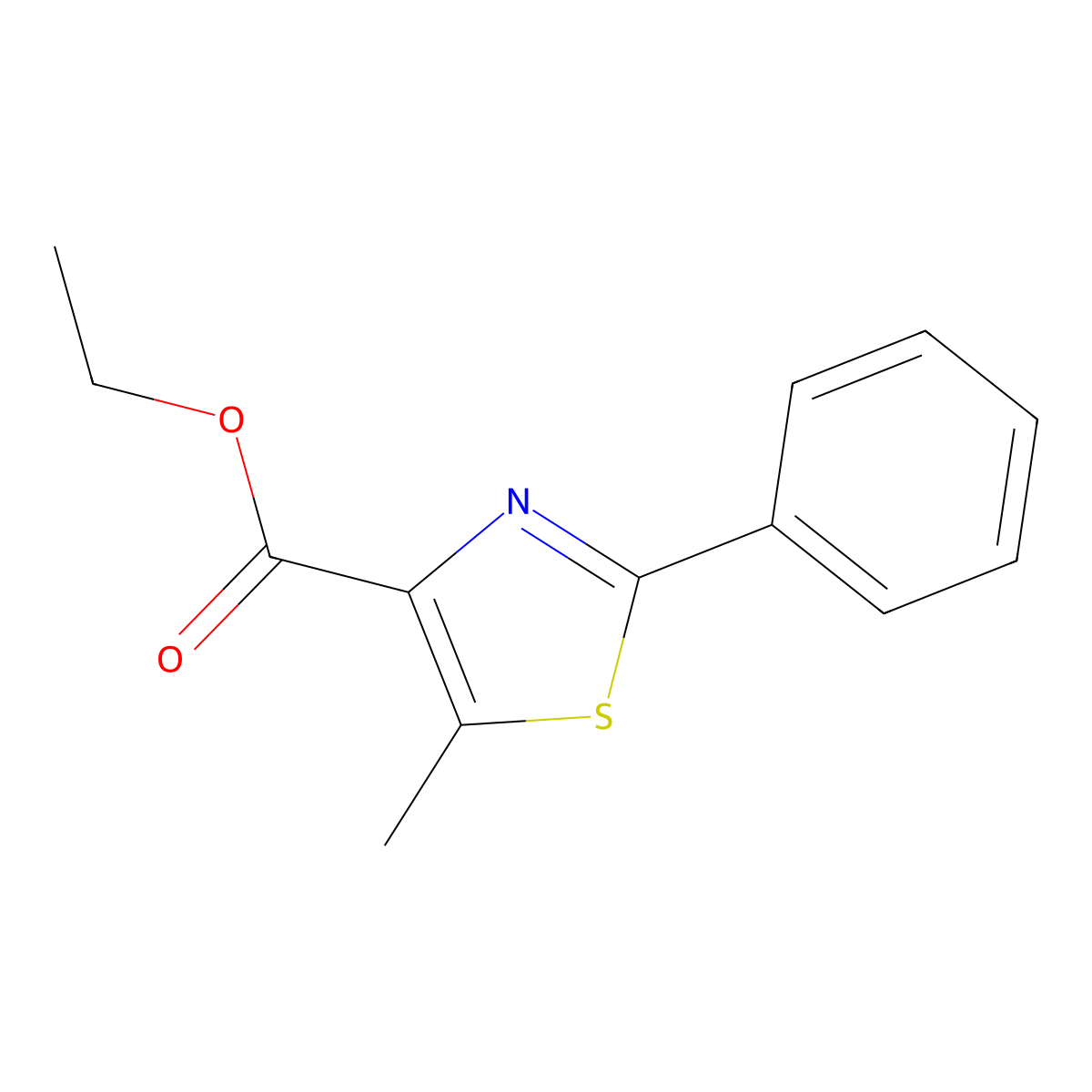 5-Methyl-2-phenyl-thiazole-4-carboxylic acid ethyl ester molecular structure, CAS 132089-40-8