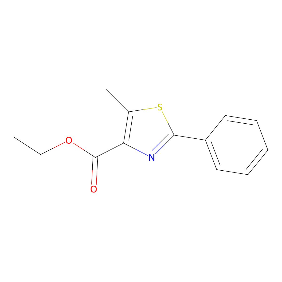 5-Methyl-2-phenyl-thiazole-4-carboxylic acid ethyl ester molecular structure, CAS 132089-40-8