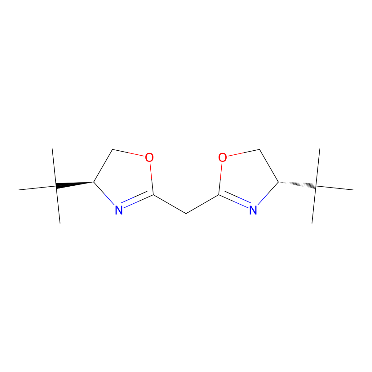 Bis((S)-4-(tert-butyl)-4,5-dihydrooxazol-2-yl)methane molecular structure, CAS 132098-54-5