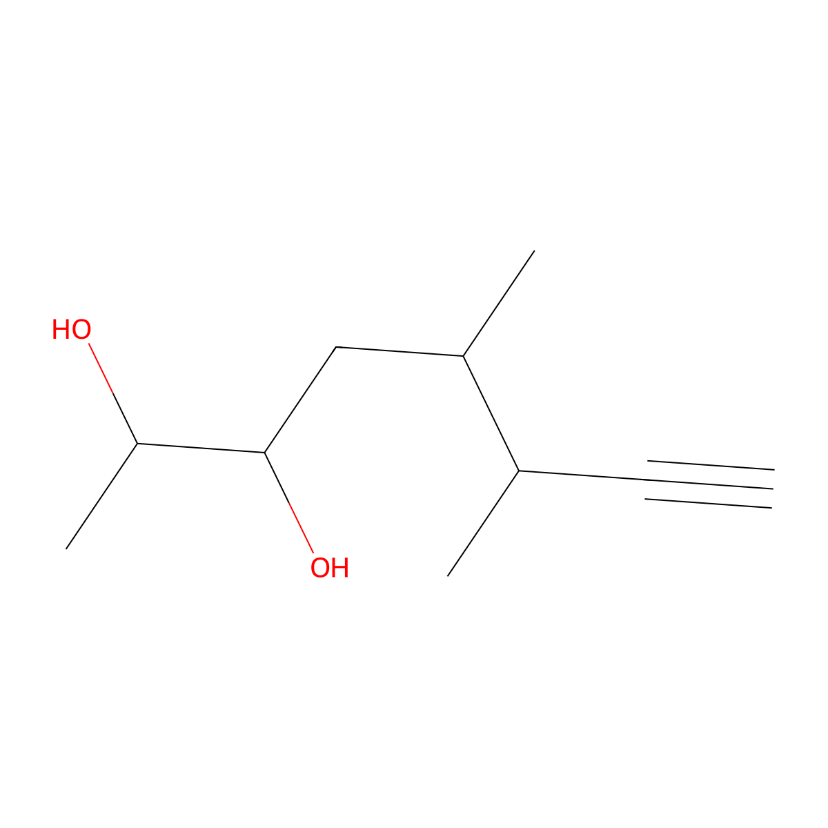 5,6-Dimethyloct-7-yne-2,3-diol molecular structure, CAS 1321-87-5