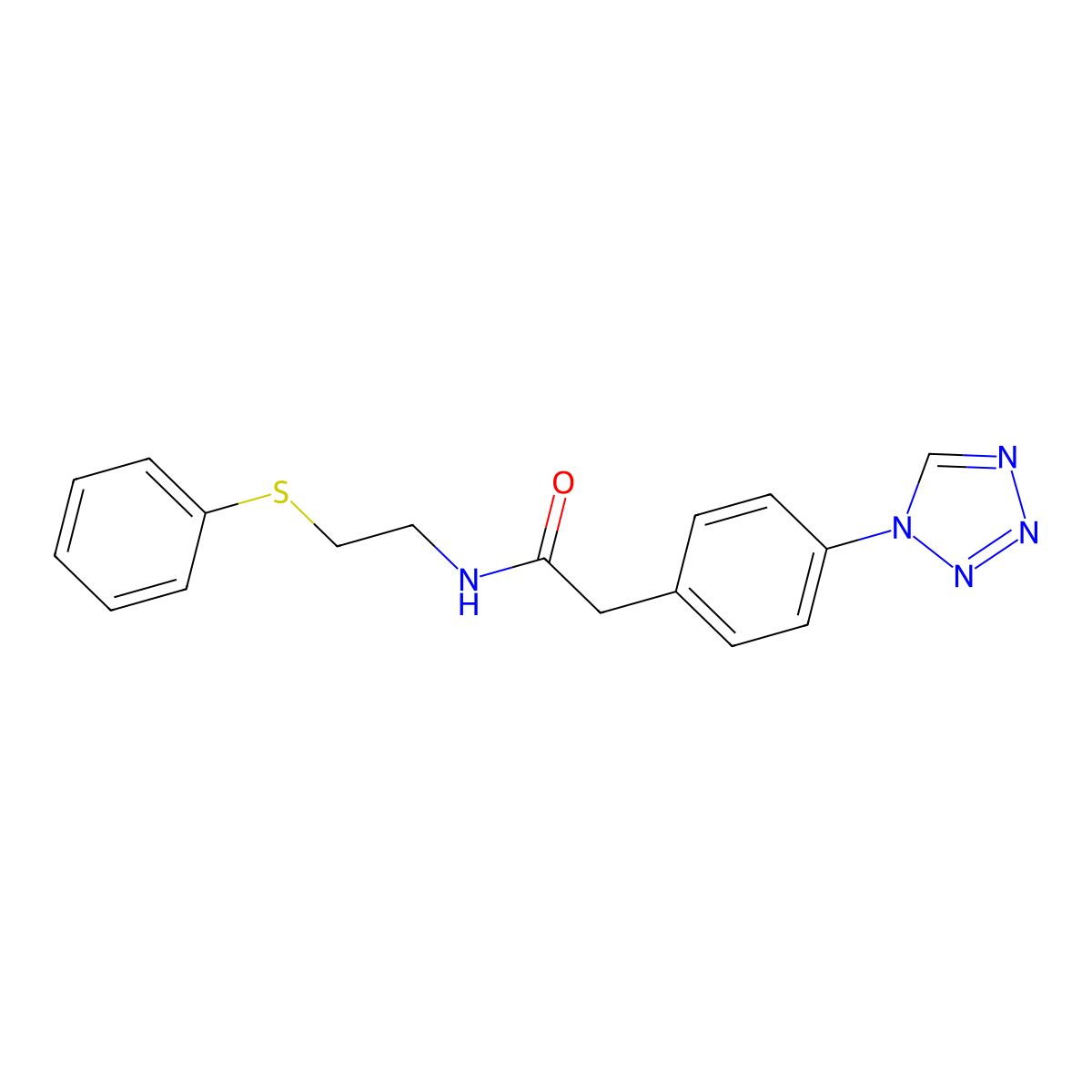 N-[2-(phenylsulfanyl)ethyl]-2-[4-(1H-tetrazol-1-yl)phenyl]acetamide molecular structure, CAS 1321036-02-5